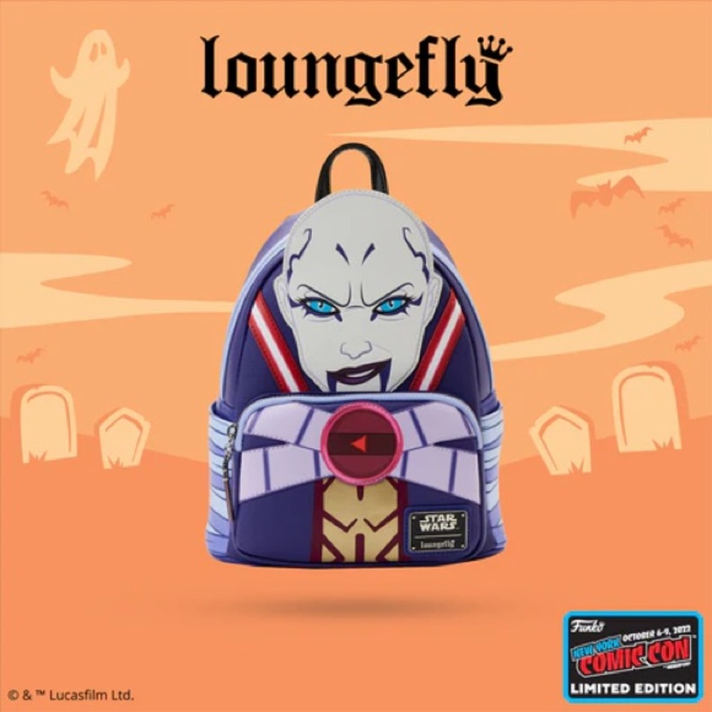 NWT: Loungefly NYCC 2022 Star Wars Asajj Ventress Cosplay Mini Backpack